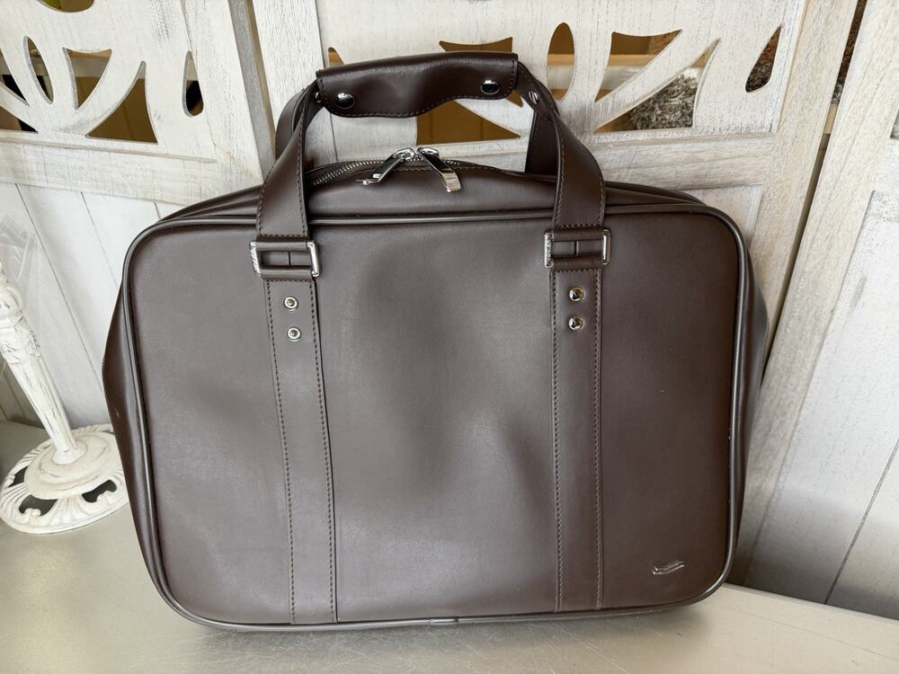 Vocier F25 Italian Leather Briefcase Studded Brown $445 Quiet Luxury Travel Bag